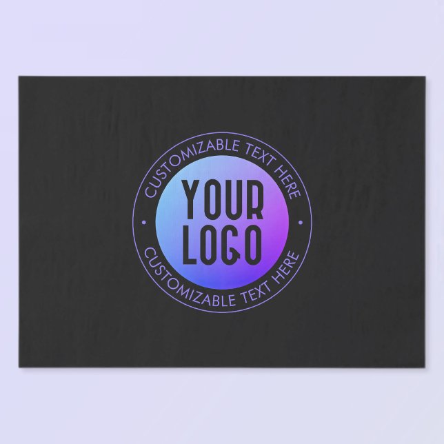 Your Logo & Modern Blue & Purple Ombre Gradient Tissue Paper (Creator Uploaded)