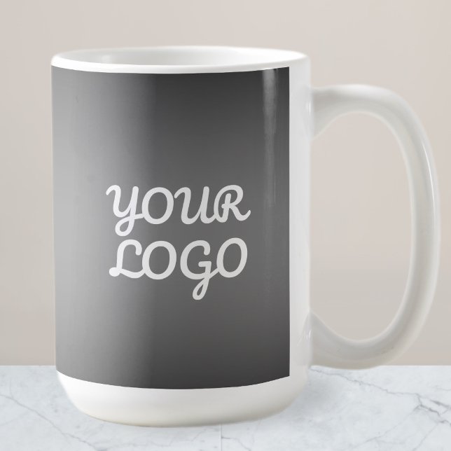 Your Logo & Modern Dark Grey Editable Colour Ombre Coffee Mug (Creator Uploaded)