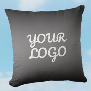 Your Logo & Modern Dark Grey Editable Colour Ombre Cushion