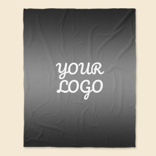 Your Logo & Modern Dark Grey Editable Colour Ombre Fleece Blanket