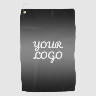 Your Logo & Modern Dark Grey Editable Colour Ombre Golf Towel