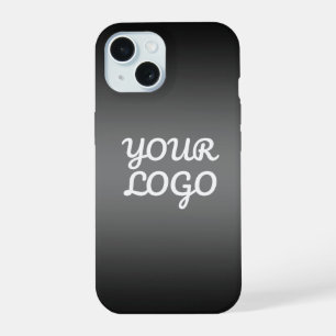 Your Logo & Modern Dark Grey Editable Colour Ombre iPhone 15 Case