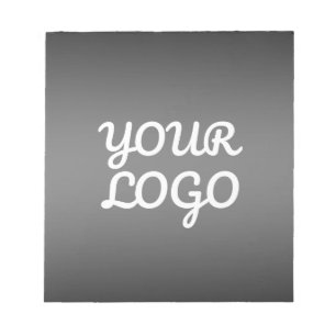 Your Logo & Modern Dark Grey Editable Colour Ombre Notepad