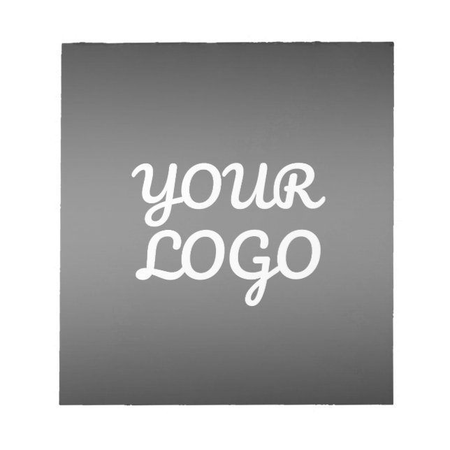 Your Logo & Modern Dark Grey Editable Colour Ombre Notepad (Front)