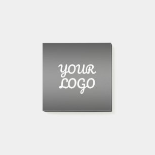 Your Logo & Modern Dark Grey Editable Colour Ombre Post-it Notes