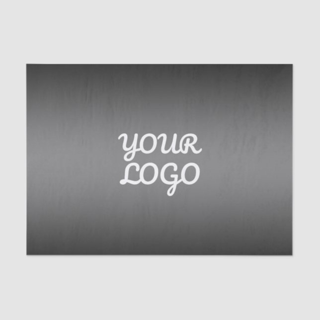 Your Logo & Modern Dark Grey Editable Colour Ombre Tissue Paper (Front)