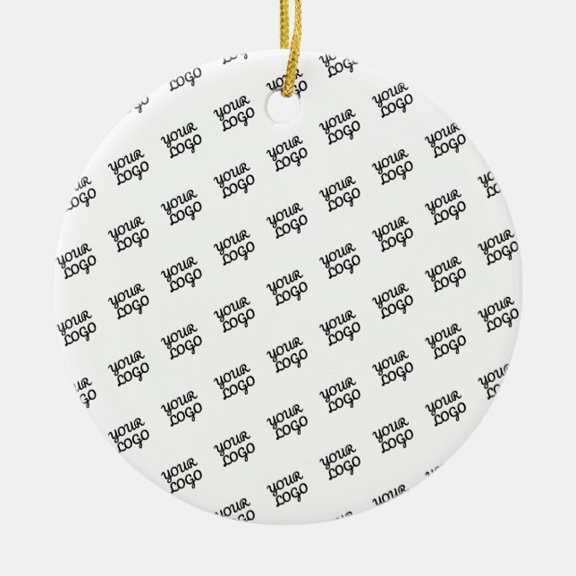 Your Logo | Modern Diagonally Repeated Design Ceramic Tree Decoration (Front)