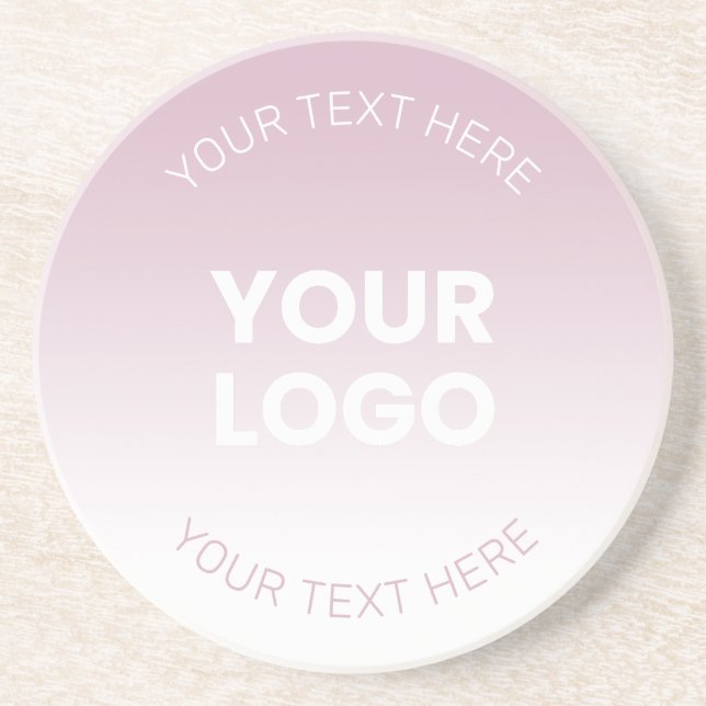 Your Logo | Modern Dusty Pink & White Ombre Coaster (Front)