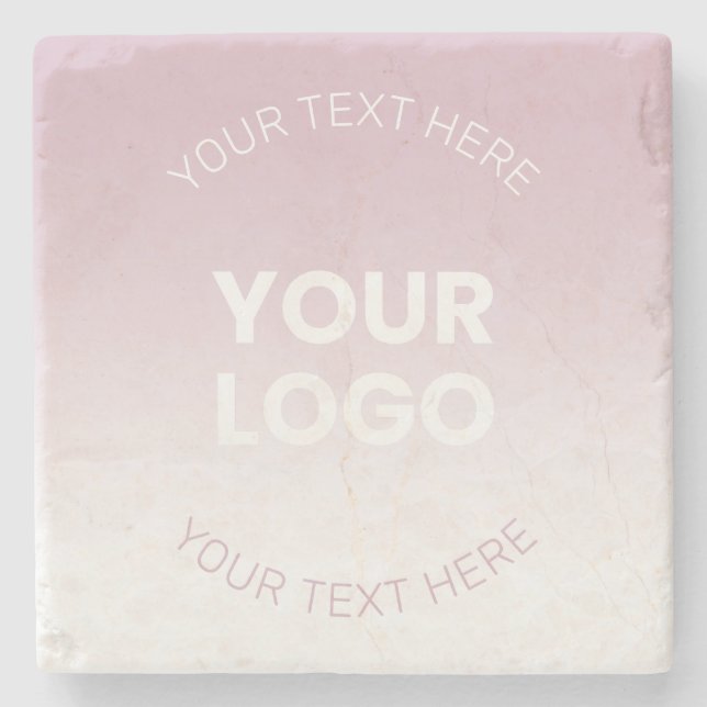 Your Logo | Modern Dusty Pink & White Ombre Stone Coaster (Front)