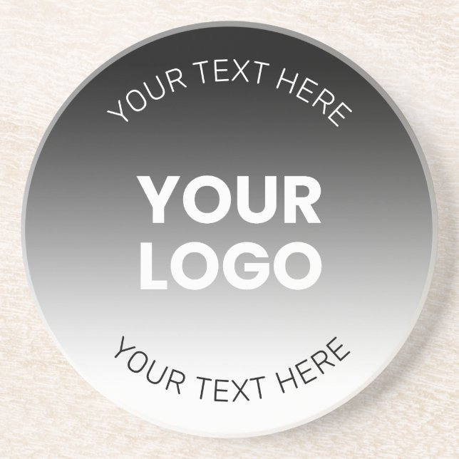 Your Logo | Modern Editable Black & White Gradient Coaster (Front)
