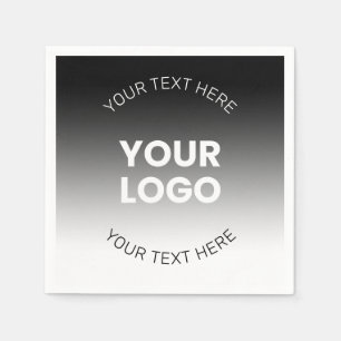 Your Logo Modern Editable Black & White Gradient Napkin