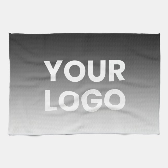 Your Logo & Modern Editable Colour Gradient Tea Towel (Horizontal)