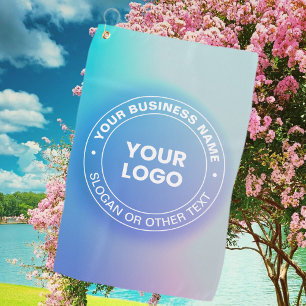 Your Logo   Modern Fading Colour Ombre & White Tex Golf Towel