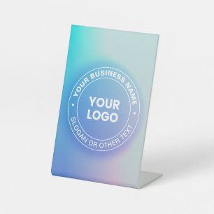 Your Logo Modern Fading Colour Ombre & White Tex Pedestal Sign