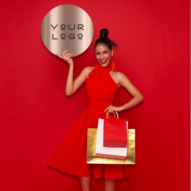 Your Logo Modern Metallic Minimalism Online Rose Classic Round Sticker (Your Logo Modern Metallic Minimalism Online Rose Classic Round Sticker)