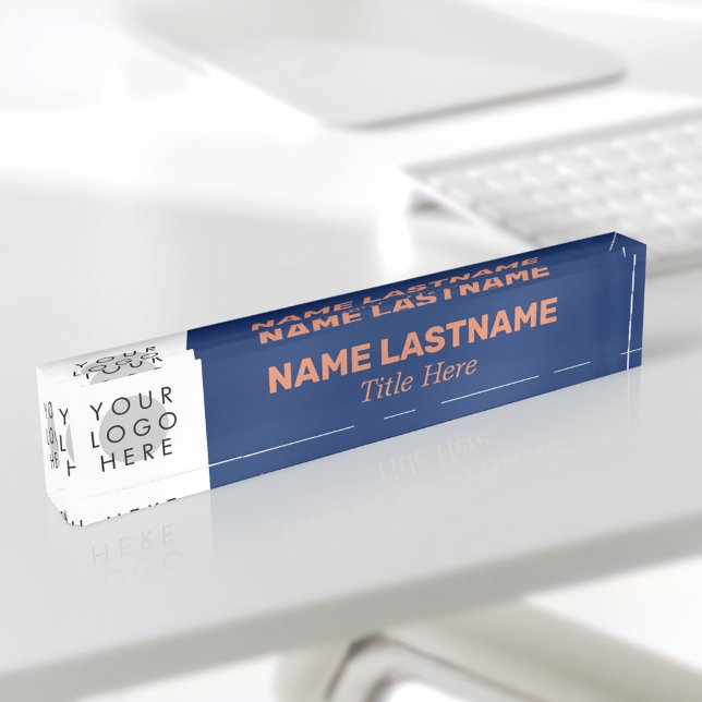 Your Logo Modern Name Title Simple Navy Blue Nameplate (Creator Uploaded)