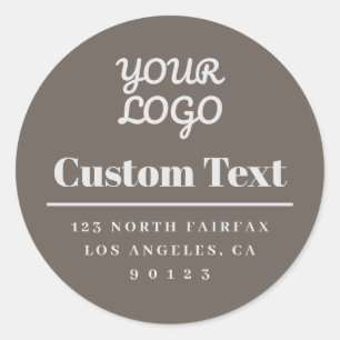 Your Logo Modern Return Address Beige & Light Grey Classic Round Sticker