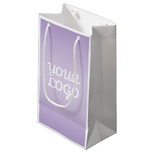 Your Logo & Modern Simple Ombre   Dark Gray Small Gift Bag