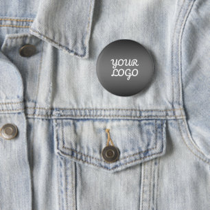Your Logo & Modern Simple Ombre Dark Grey 6 Cm Round Badge