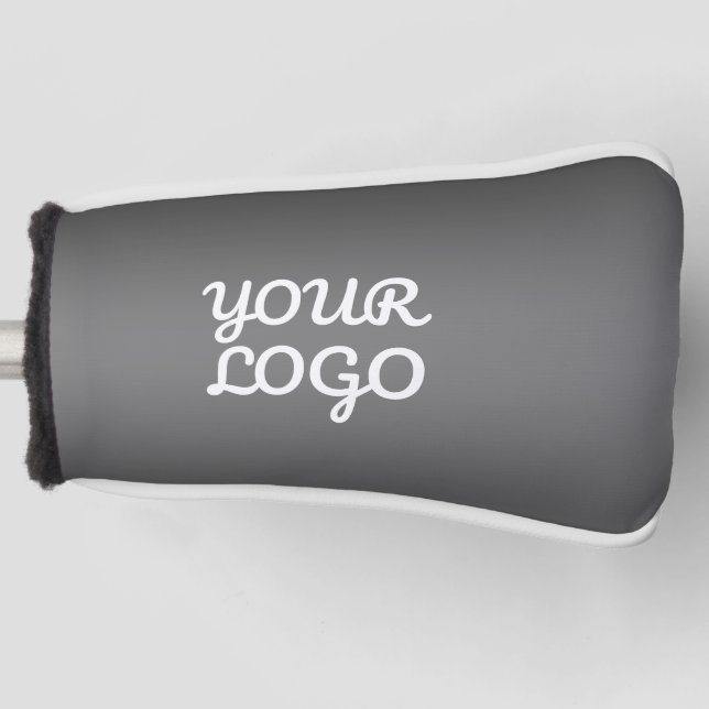 Your Logo & Modern Simple Ombre | Dark Grey Golf Head Cover (Front)