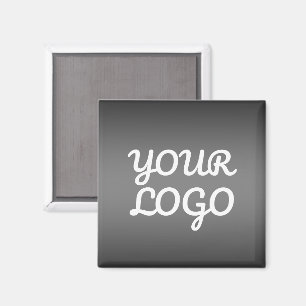 Your Logo & Modern Simple Ombre Dark Grey Magnet