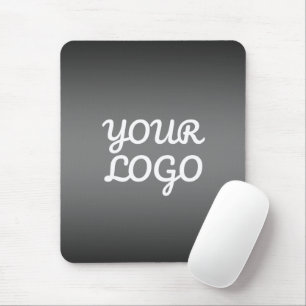 Your Logo & Modern Simple Ombre Dark Grey Mouse Pad