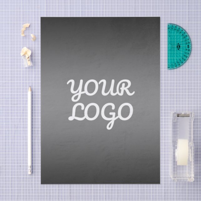 Your Logo & Modern Simple Ombre | Dark Grey Tissue Paper (Craft)