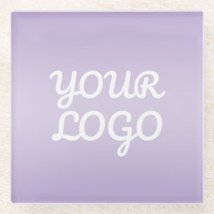 Your Logo & Modern Simple Ombre Lavender Glass Coaster