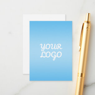 Your Logo & Modern Simple Ombre Light Blue Enclosure Card