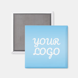 Your Logo & Modern Simple Ombre Light Blue Magnet