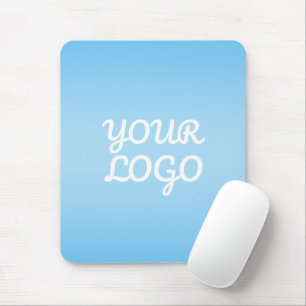 Your Logo & Modern Simple Ombre   Light Blue Mouse Pad
