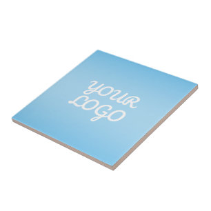 Your Logo & Modern Simple Ombre Light Blue Tile