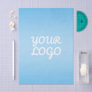 Your Logo & Modern Simple Ombre Light Blue Tissue Paper