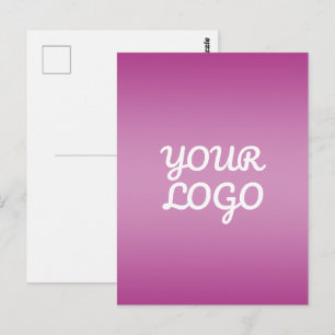 Your Logo & Modern Simple Ombre   Purple Postcard