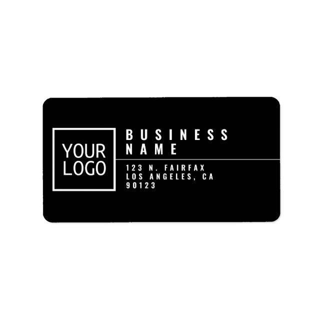Your Logo Modern Stylised Black Return Address  Label (Front)