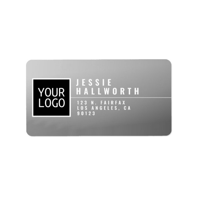 Your Logo Modern Stylised Grey Return Address  Label (Front)