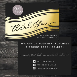 Your Logo Modern Thank You Real Foil Discount Card