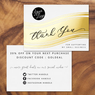 Your Logo Modern Thank You Real Foil Discount Card