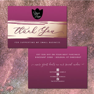 Your Logo Modern Thank You Real Foil Discount Card