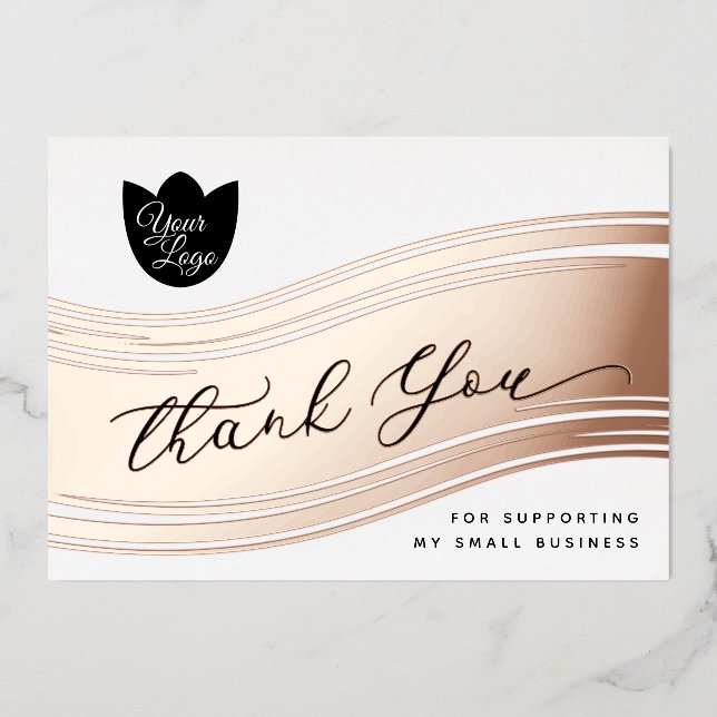 Your Logo Modern Thank You Real Foil Discount Card (Front)