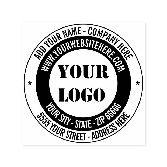 Your Logo Name Address Website Colours Modern Stam Self-inking Stamp (Design)