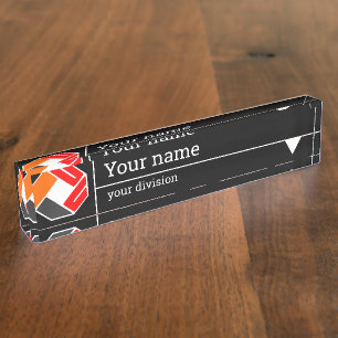 Your logo, name and division - black background de nameplate