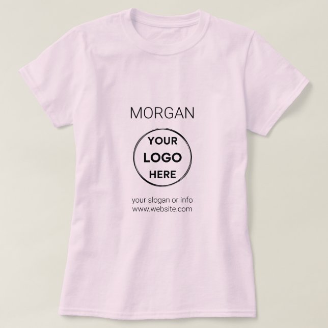 Your Logo Name | Pink Business Staff Employee T-Shirt (Design Front)