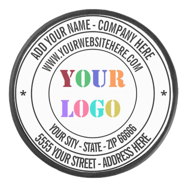 Your Logo Name Text Info Hockey Puck Template (Front)