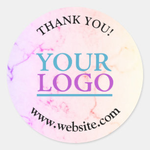 Your Logo, Name & Website Promo, Colourful Marble Classic Round Sticker