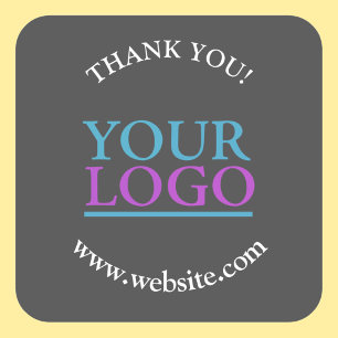 Your Logo, Name & Website Promo, Dark Grey Square Sticker