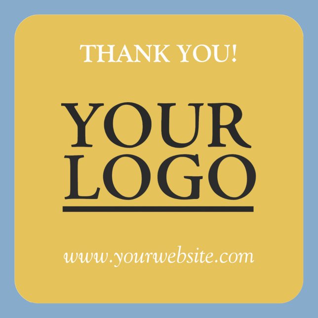 Your Logo, Name & Website Promo, Gold Square Sticker (Creator Uploaded)