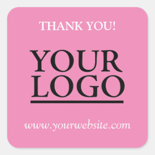 Your Logo, Name & Website Promo, Pink Square Sticker