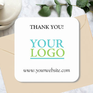 Your Logo, Name & Website Promo, White Square Sticker