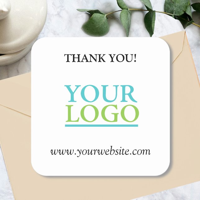 Your Logo, Name & Website Promo, White Square Sticker (Creator Uploaded)